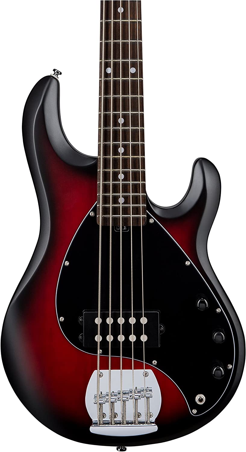 Sterling by Music Man StingRay Ray5 Bass Guitar in Ruby Red Burst Satin