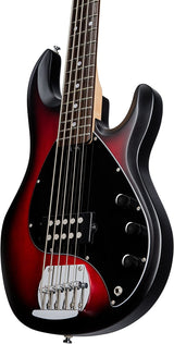 Sterling by Music Man StingRay Ray5 Bass Guitar in Ruby Red Burst Satin