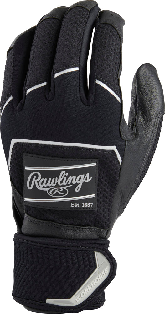 Rawlings WHC2BG-B Adult Workhorse Batting Glove w/Compression Strap