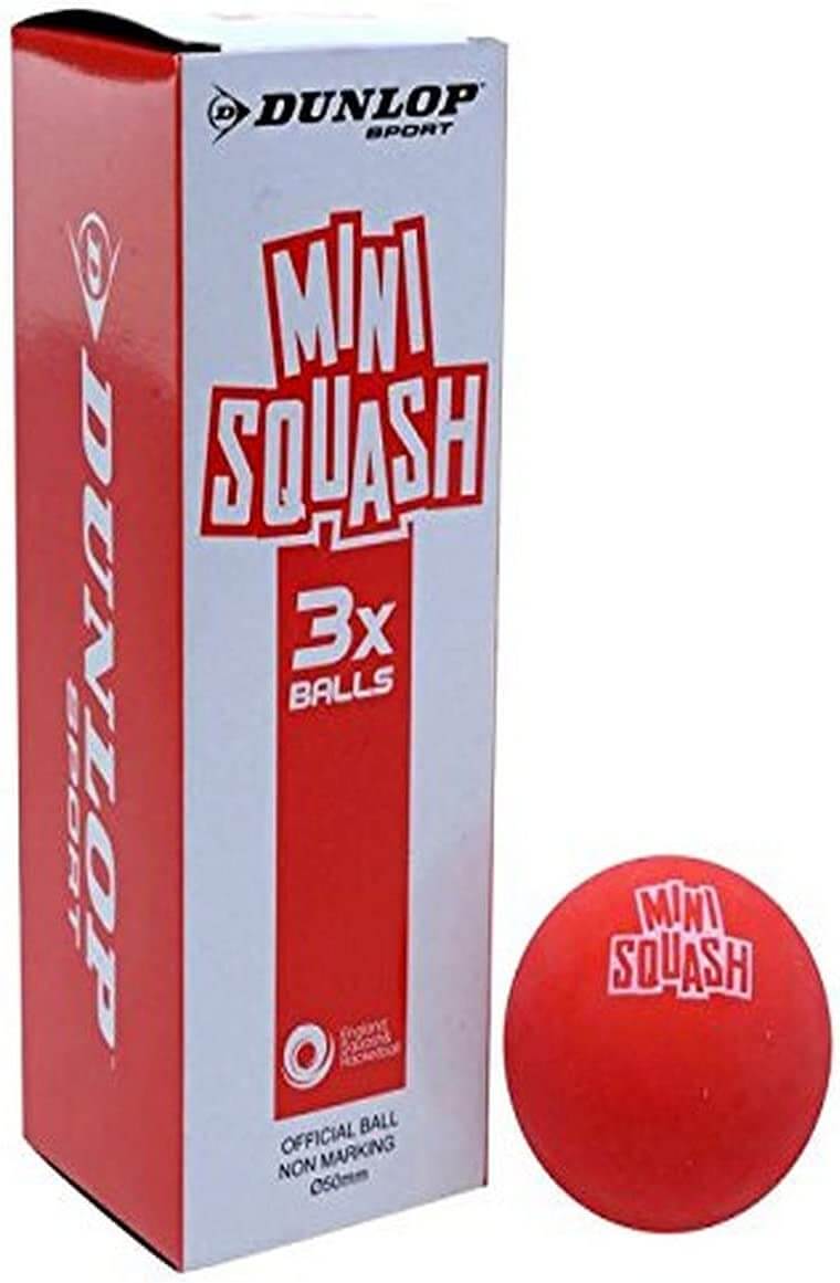 DUNLOP T753139 MINI SQUASH BALLS (3-PACK) FUN (Ages 5-7) Large/High Bounce